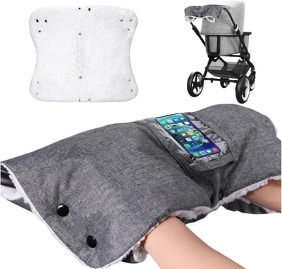 Pushchair Hand Warmer - Universele Maat - Hand Warmer voor Buggy Accessoires - Waterdichte Hand Muff voor Kinderwagen (Grijs)