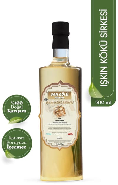 Van Golu Yoresel - Ishkin Wortel Azijn (Vangölü Yöresel Işkın Kökü Sirkesi) - Rhubarb Azijn - Natuurlijk Gefermenteerde Rabarberwortelazijn - 500 ml