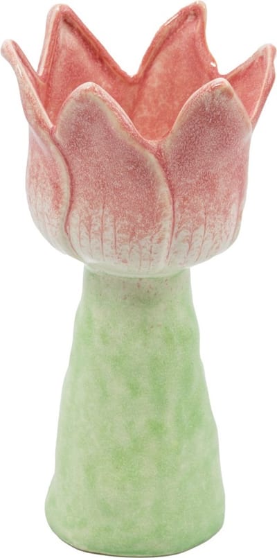HomeBound by KY | Aardewerk vaas tulp roze | 10x9,5x19,7cm | bloemenvaas keramiek bloem roze