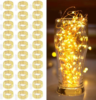 Set van 30 Draadloze LED Sfeerverlichting met Batterij, 2 m, 20 Mini Lichten, Waterdicht voor Kerst, Bruiloft en Feestjes