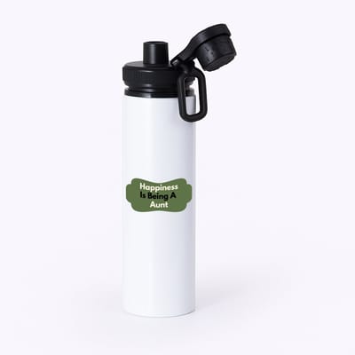 Hacebo® - happiness is being a aunt waterfles met draaidop zwart - Tante - de liefste tante - verjaardag - cadeautje voor tante - tante artikelen - kado - geschenk - water fles - 850ML