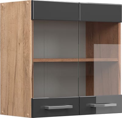 Vicco R-Line Glazen keukenkast – 60 cm Antraciet Hoogglans