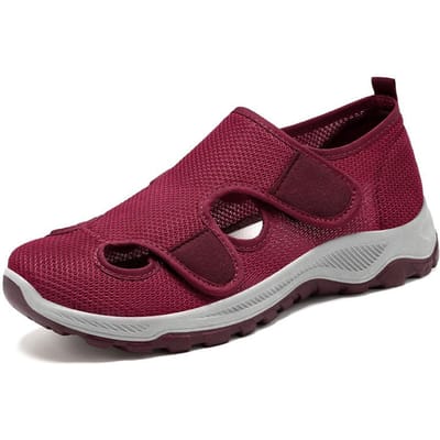 Chaussures pour Femmes Nouvelles Chaussures d'Été Respirantes Décontractées Polyvalentes Semelle Souple Sans Pieds Fatigués Velcro Chaussures pour Mère d'Âge Moyen pour Femmes 39 brown