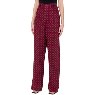 Moschino Tie Print Satin Trousers Red Size: 42 | Formal pants Outlet | Dames | Rood