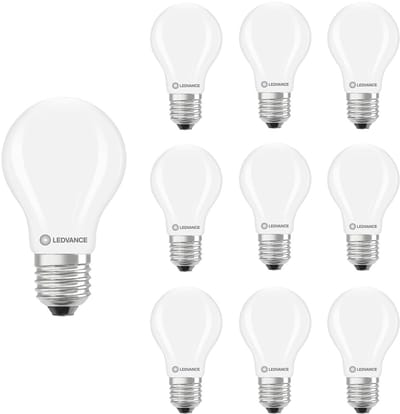 Ledvance LED Classic A60 Filament Lamp E27 - 3.4W 470lm 4000K 230V - Mat Glas - Ø60mm - Geschikt voor keuken, werkruimte, halverlichting - 10 stuks