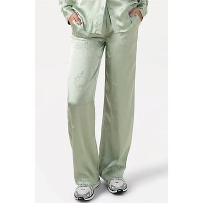 Another Label Minou Pants Smoke Green Maat: S | Straight Broeken Outlet | Dames | Groen