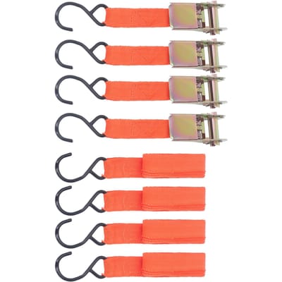 4 Stuks Ratel Spanbanden Motorfiets Auto Gespset 15in Lengte 25mm Breedte Oranje red