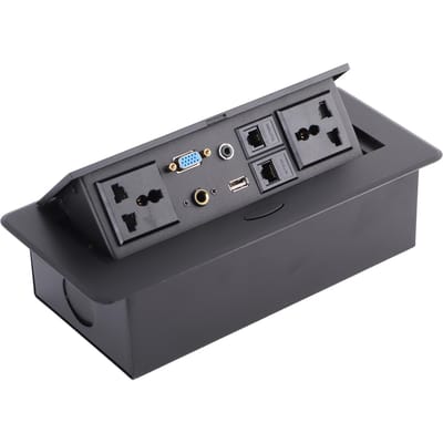 Boîtier de connexion de table, prise escamotable encastrée avec interface audio HD multimédia pour bureau et école