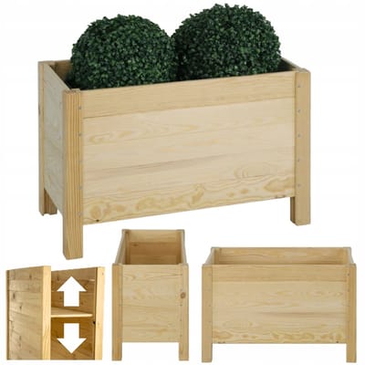Houten bloembak kruidentuin met verstelbare bodem 40x60x30cm