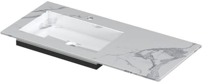 INK Post Wastafel Keramische Slab Envelop Bak Links met 1 Kraangat - 1000x450x10 mm - Statuario Glans