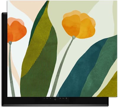 KitchenArt - Sunset Blooms - Inductie Beschermer - 52x35 cm - Kookplaat Beschermer - Luxe Afdekplaat Inductieplaat - Anti-slip & Oprolbaar - Beschermmat Inductiekookplaat