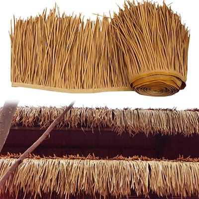 Kunstmatig rieten dak - Palmstro decoratie - Tuindecoratie aanleggen - Onderhoudsvrij materiaal - Breedte 05m - Natuurlijk