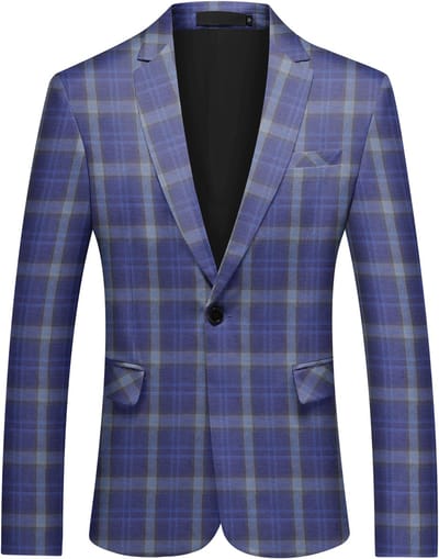 ALLTHEMEN Heren Geruit Blazer met Enkelsnoer - Middenachter split - M