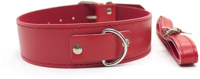 Smart Moves - Collar met Leiband - Kunstleer - Gouden Hardware - Rood