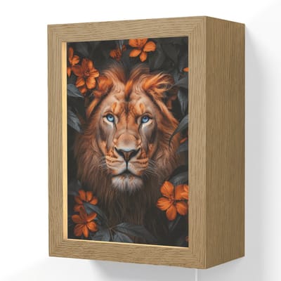 Wandlamp 15x20 cm - Oplaadbaar - Leeuw - Dieren portret - Natuur - Bloemen - Dier - Wandlampen binnen woonkamer - Slaapkamer lamp met kabel - Decoratieve nachtlamp - Vloerlamp snoer