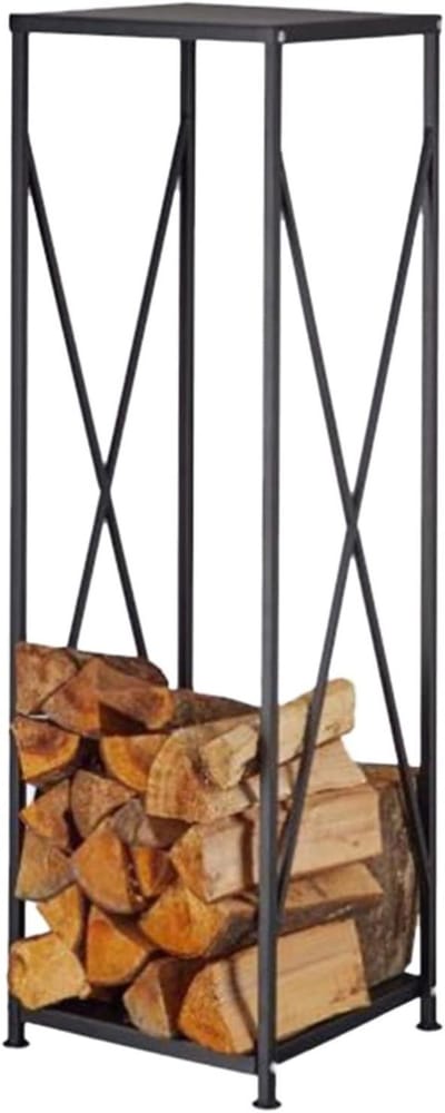 Brandhoutrek - Houtopslagrek - Buitenhaard Opslag - Gepoedercoat Stalen Buis - 34x34x111.5 cm - Zwart