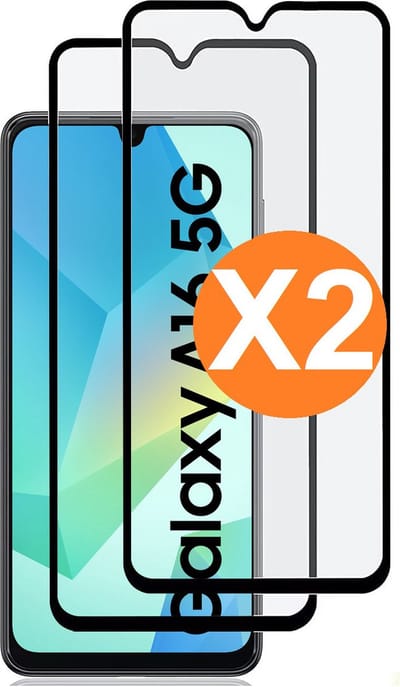 Full Cover Screenprotector Geschikt voor Samsung Galaxy A16 5G Zwart 2pack - Volledige Beschermglas Tempered Glass