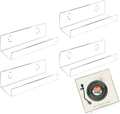 Mini Wandplank Set van 4 Stukken, Transparante Planken voor Vinyl, Boeken en Decoratie in Woonkamer, Badkamer en Slaapkamer