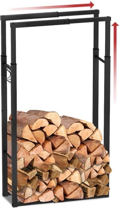 Thuys – Houtrek – Houtopslag – Brandhoutrek – 25 x 65 x 100cm – Zwart