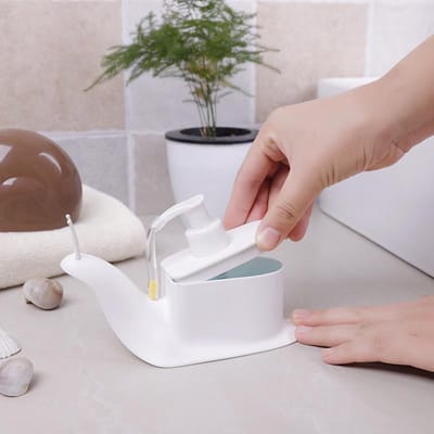 WiseGoods - Zeepdispenser Cartoon Slak - Unieke Dispenser Voor Zeep/Shampoo/Douchegel - Badkameraccessoire - 120 ML - Wit