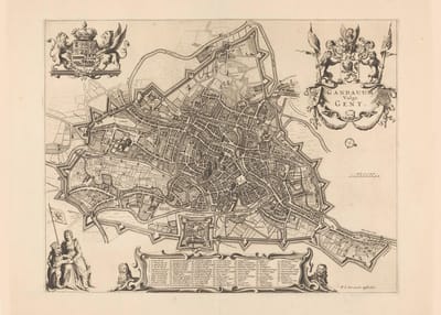 Poster Historische Oude Kaart Gent 1700 - België - Stadsplattegrond - Large 50x70 cm