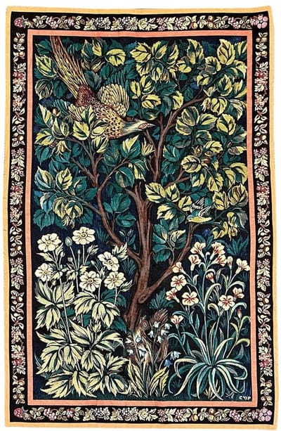 Wandkleed - luxe gobelinstof - Cock and Pheasant - De haan en de fazant - William Morris - 139 x 91 cm