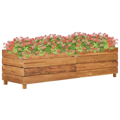 vidaXL - Plantenbak - verhoogd - 150x40x38 - cm - gerecycled - teakhout - en - staal
