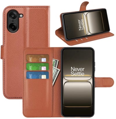 MobyDefend Hoesje - Geschikt voor OnePlus Nord CE 5 - Kunstleren Wallet Book Case (Sluiting Voorkant) - Bruin