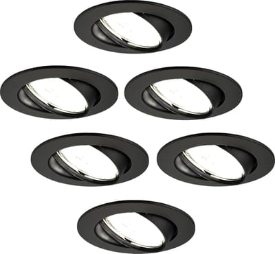 Ledvion - 6X LED Inbouwspot Amsterdam - Zwart - Dimbaar - 3W - 4000K - Ø82 mm