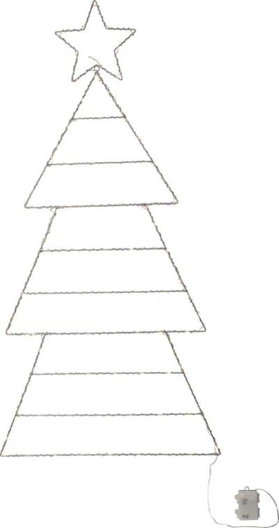 Star Trading Buitenkerstlamp 'Folde', opvouwbaar kerstboomsilhouet, 110 LED's, op batterijen, H 120cm