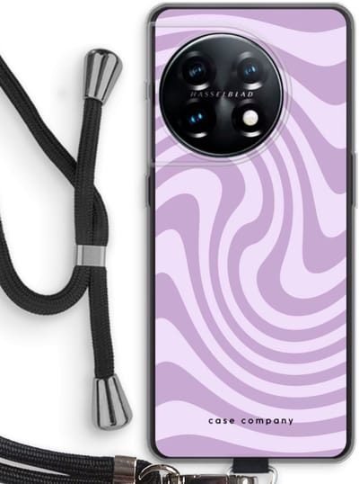Case Company® - Hoesje met koord geschikt voor OnePlus 11 hoesje met Koord - Swirl Paars - Telefoonhoesje met Zwart Koord - Bescherming aan alle Kanten en Over de Schermrand