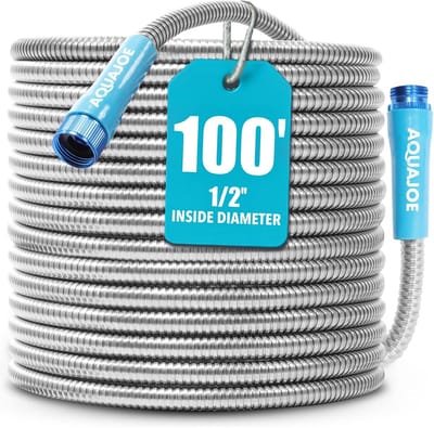 Roestvrijstalen Tuinslang - Metaal Slang - Tuin Bewatering - Knikvrij & Pletbestendig - 30 Meter Lengte - Zilverkleurig
