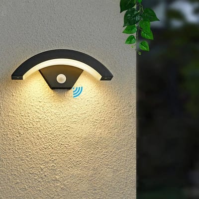 Stervia Led Wandlamp Met Sensor - Binnen En Buiten - Waterdicht - IP65 - Modern - Warm Licht - Zwart - 29 x 10 cm
