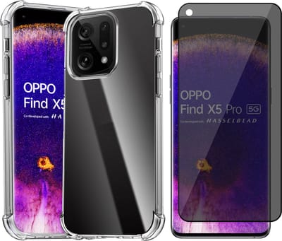 Hoesje geschikt voor Oppo Find X5 Pro - Privacy Screenprotector Volledig Dekkend Glas - Shockproof Transparant