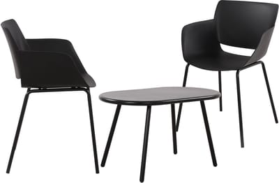CLP Velvena Tuinset - Set bestaande uit Velva tafel en Alpena stoelen - weerbestendig - UV-bestendig - zwart 2 stoelen