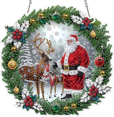 5D kerst diamant schilderij Wapiti hanger met ketting, doe-het-zelf kit voor volwassenen en kinderen, decoratieve hangset voor kerst en tuin geschenken