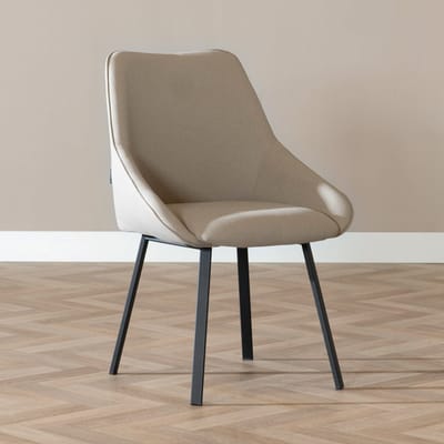 Bronx71® Scandinavische eetkamerstoel Lova gerecyclede stof taupe - stoel