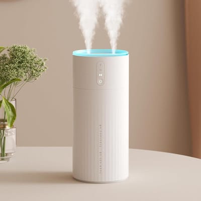 Luchtbevochtiger voor slaapkamer met dubbele nevelpoorten - 3 snelheden, oplaadbaar - 8000 mAh - automatische lichtfunctie