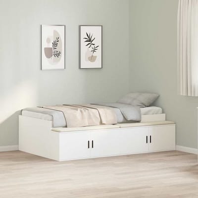 vidaXL - Bedframe - met - lade - met - opslag - Wit - 70 - x - 190 - cm - Bewerkt - hout