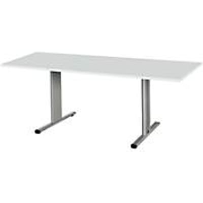 Schäfer Shop  Select Planova vergadertafel, rechthoekig, 1800 x 800 mm, lichtgrijs, accentlijsten blank alu