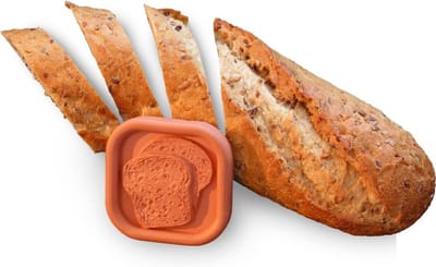Broodtrommel - Brooddoos Vershouder - Brood Vers Houden - Reliëf Gemodelleerd Design - 2.25 x 2.25 Inches - Terra Cotta