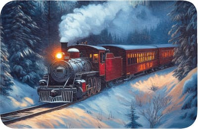 Badmat 60x40 cm - Antislip - Trein - Kerst - Sneeuw - Kersttrein - Badmatten voor badkamer - Badkamermat - Douchemat - Badkamer mat