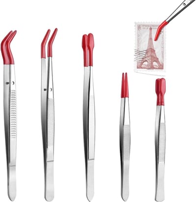 Knutsel Pincet - Precisie Tool - Sieraden Maken - Anti-statisch Ontwerp - 5 Stuks - Rood