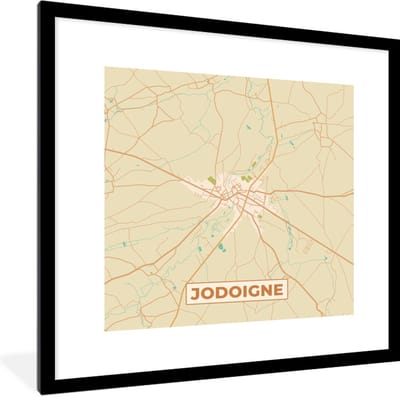 Fotolijst incl. Poster - Kaart - Geldenaken - Vintage - Plattegrond - Stadskaart - 40x40 cm - Posterlijst