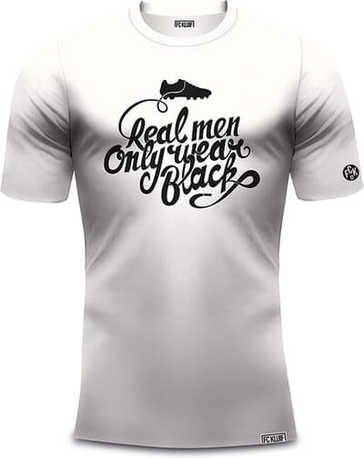 FC Kluif - Voetbal t-shirt - Real men only wear black - Wit - Maat M