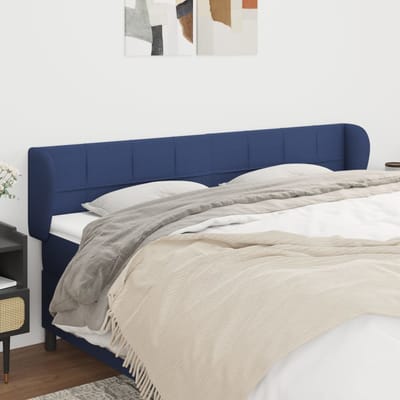 vidaXL - Hoofdbord - met - randen - 183x23x78/88 - cm - stof - blauw