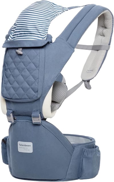 Babydraagzak - Draagzak heupzitje - Comfortabel dragen - 6-in-1 draagopties - 32-186 kg - Blauw