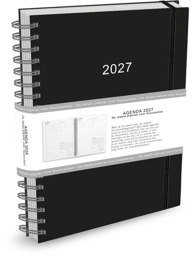 Agenda - 2027 - Thuiswerkagenda - Zwart - Groot - 17x24cm