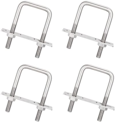 M8 Schakelbout 50 x 80 mm, 4 Stuks U Beugels met Moeren en Frameplaten, U-bouten voor Pijpaansluiting, Bevestiging en Autoherstel