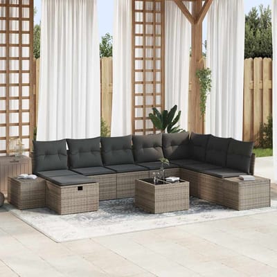 vidaXL Tuin Sofa Set 9 st Grijs poly rattan